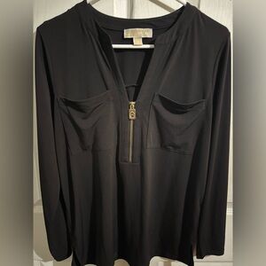 Black Zipper Front MK Women's Top